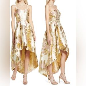 Chi Chi London Gold Strapless High/ Low Dress Size 6 (WORN ONCE)
